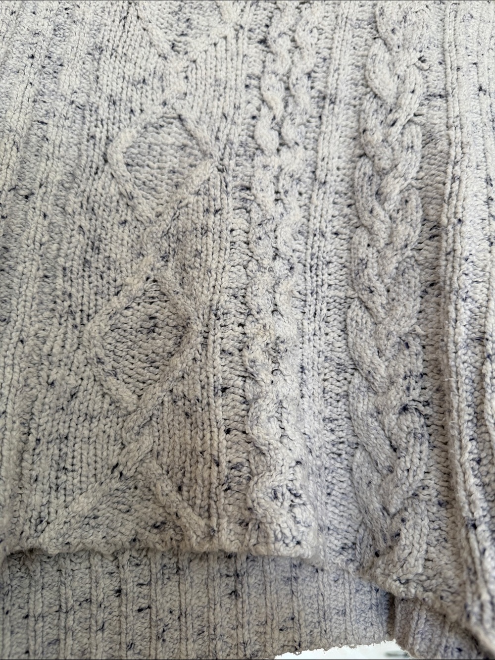 Free People Speckled Light Gray Cropped Cable Knit Sweater - Picture 3 of 5